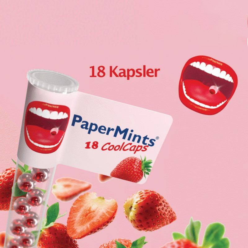 كريم بيبر مينتس Pepper Mints - كبسولة معطرة للفم بنكهة الفراولة 18 كبسوله